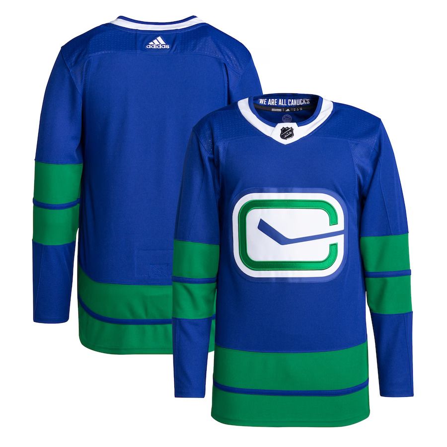 Men Vancouver Canucks adidas Blue Alternate Primegreen Authentic Pro Blank NHL Jersey